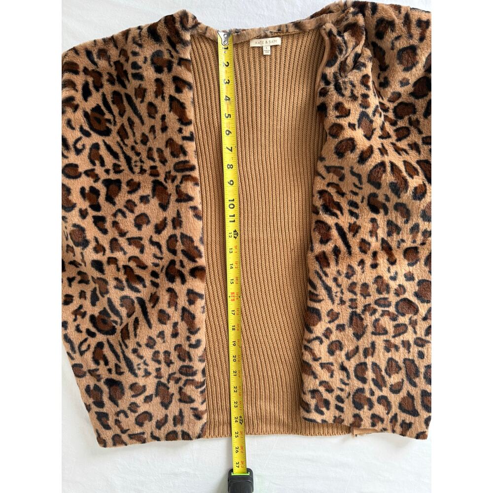 Kate and Sam Faux Fur Vest Size LARGE Brown Black Animal Print - Picture 5 of 7